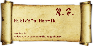 Miklós Henrik névjegykártya