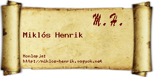 Miklós Henrik névjegykártya